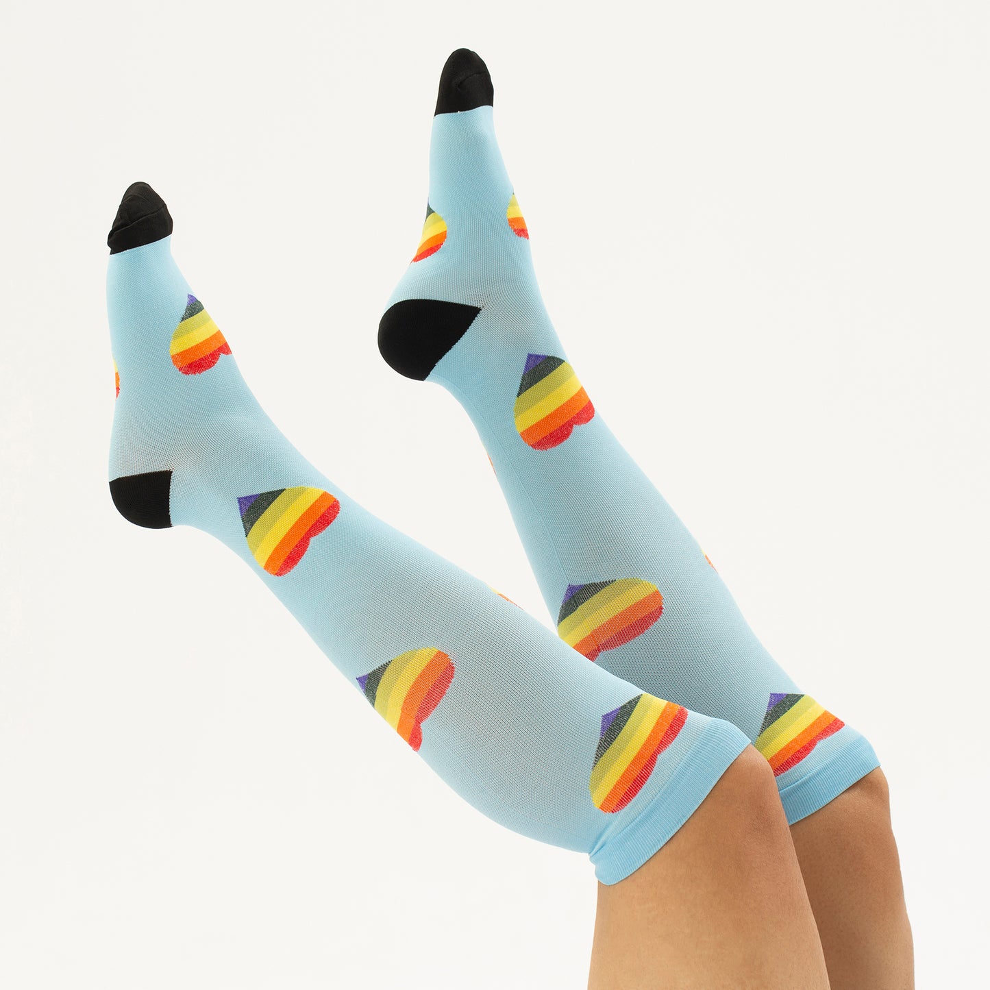 Rainbow Heart Knee-High Compression Socks