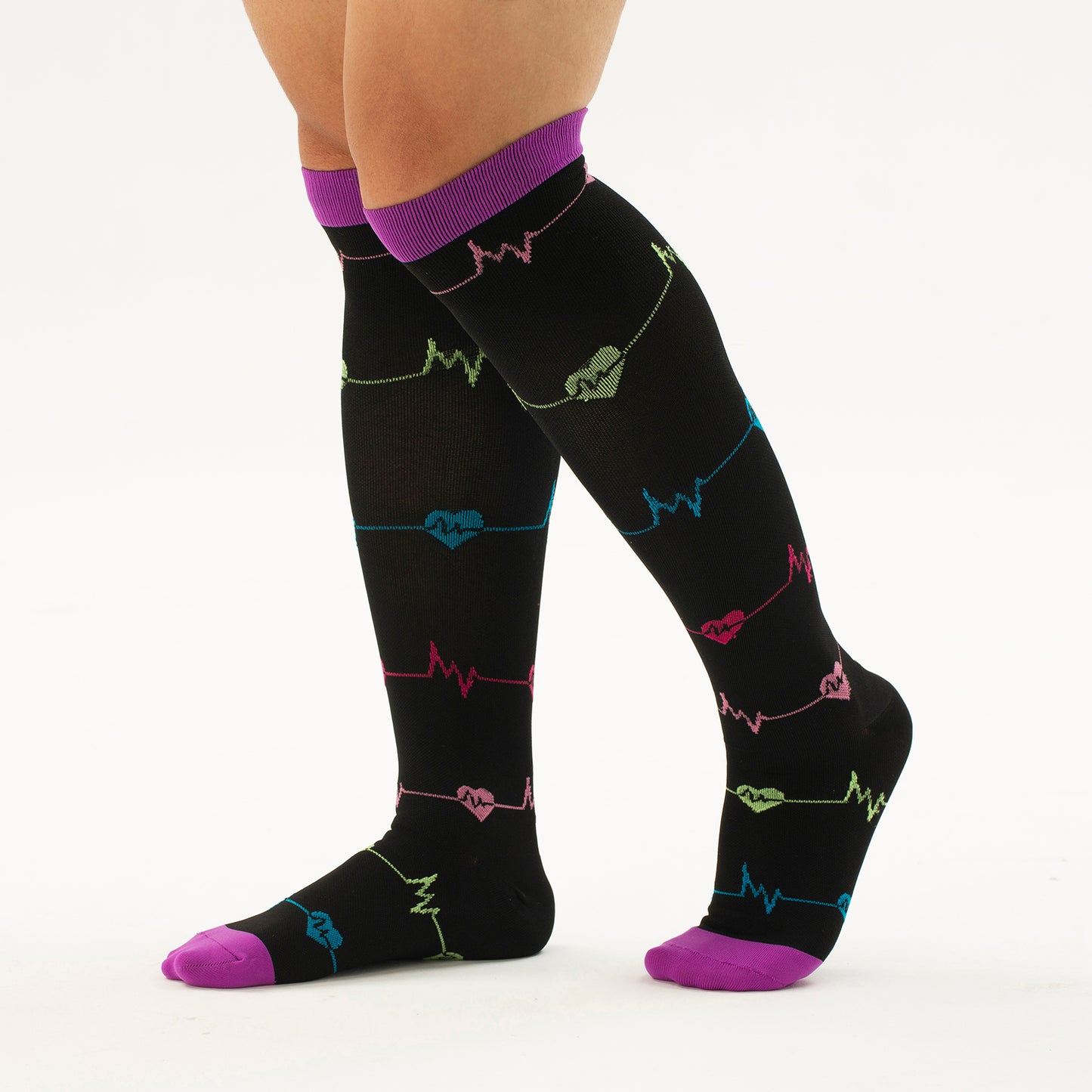 EKG Heart Knee-High Compression Socks