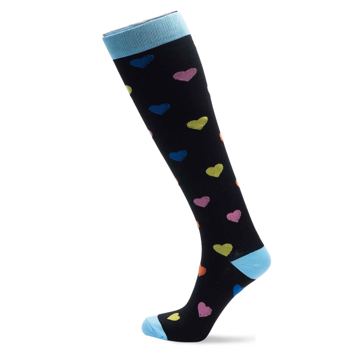 Rainbow Heart Knee-High Compression Socks
