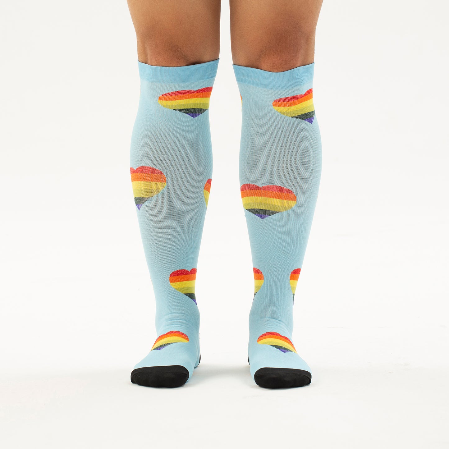 Rainbow Heart Knee-High Compression Socks