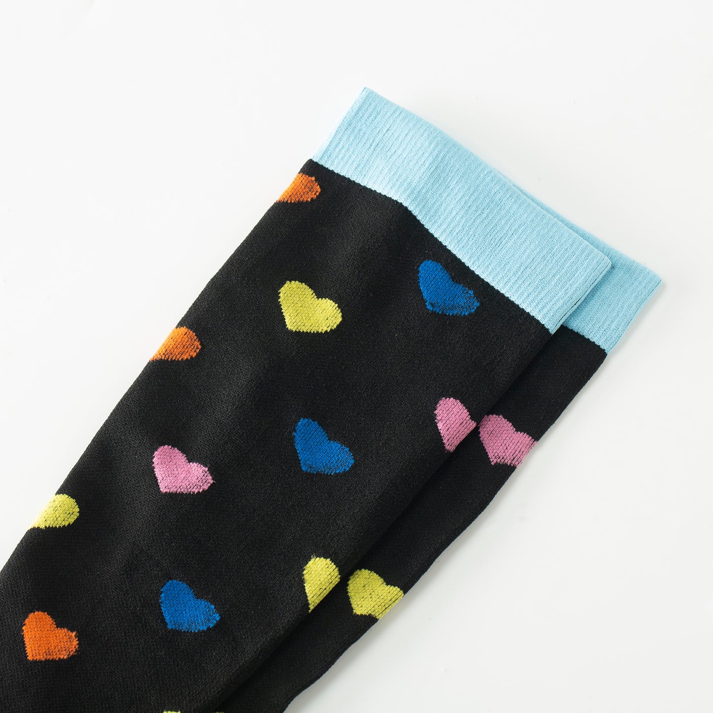 Rainbow Heart Knee-High Compression Socks