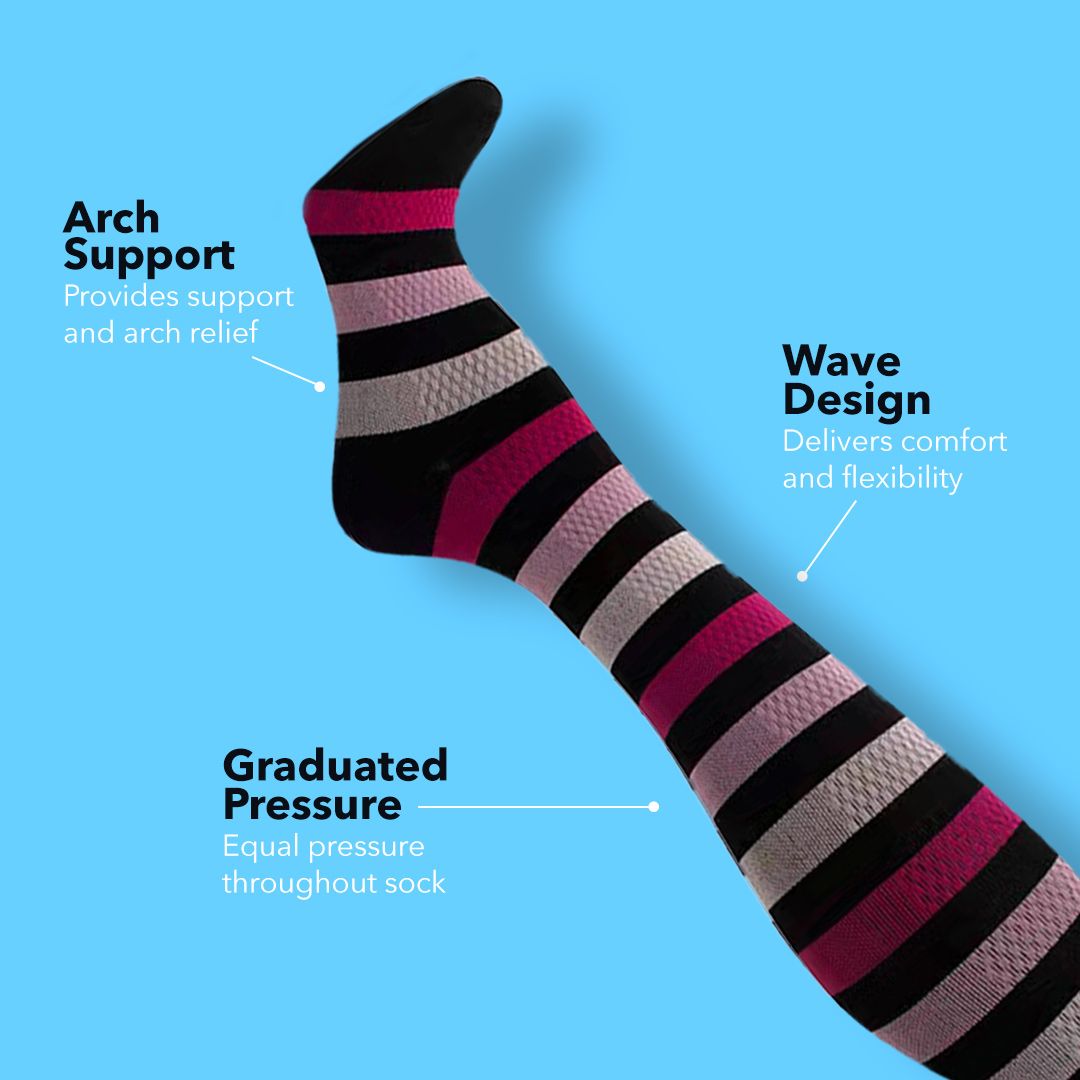 Striped Knee-High Compression Socks