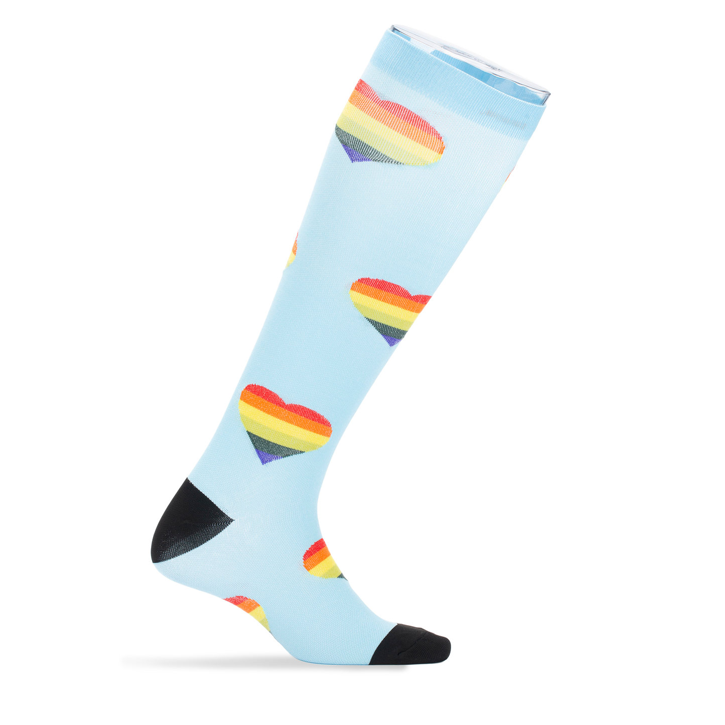 Rainbow Heart Knee-High Compression Socks