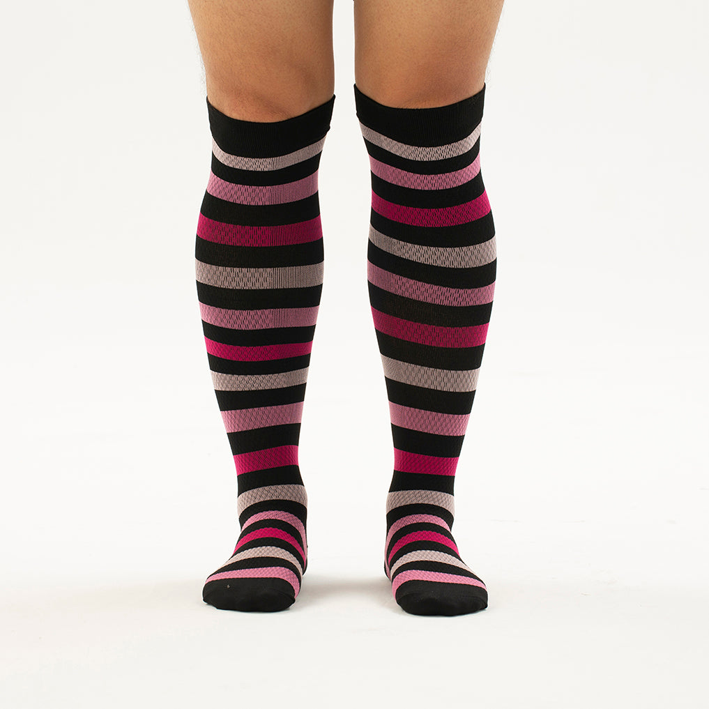 Striped Knee-High Compression Socks