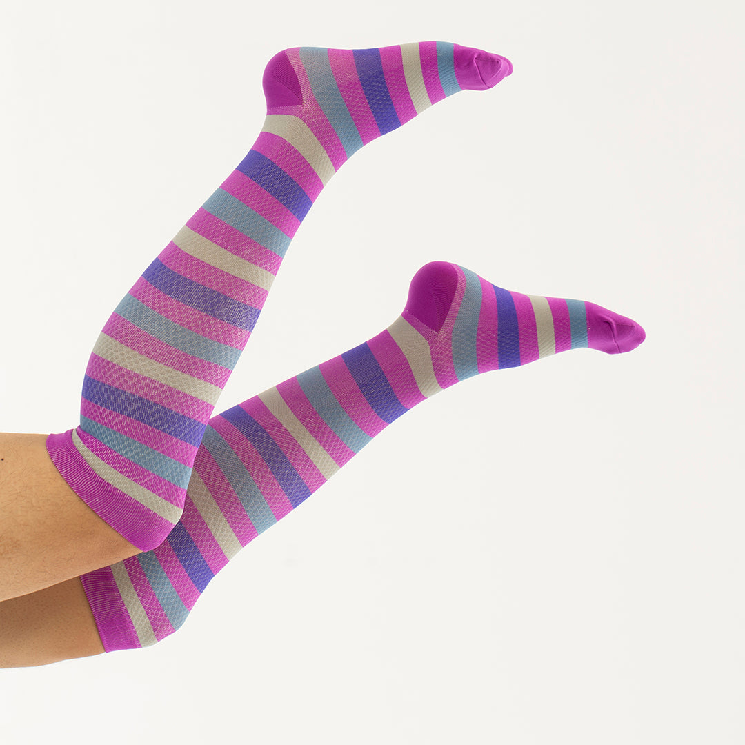 Striped Knee-High Compression Socks