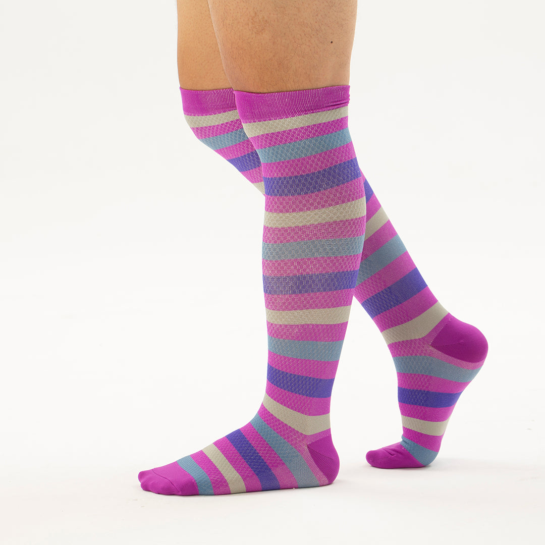 Striped Knee-High Compression Socks