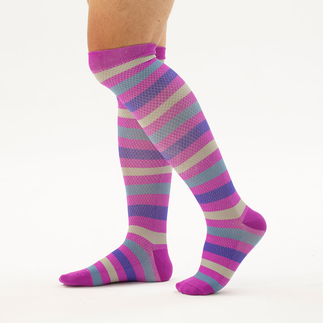 Striped Knee-High Compression Socks