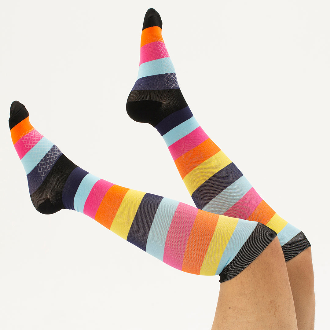 Striped Knee-High Compression Socks