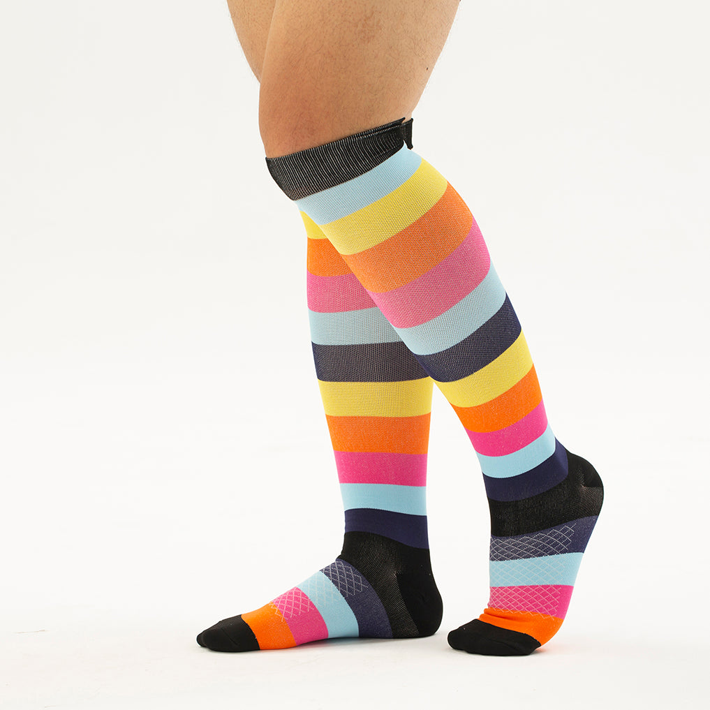 Striped Knee-High Compression Socks