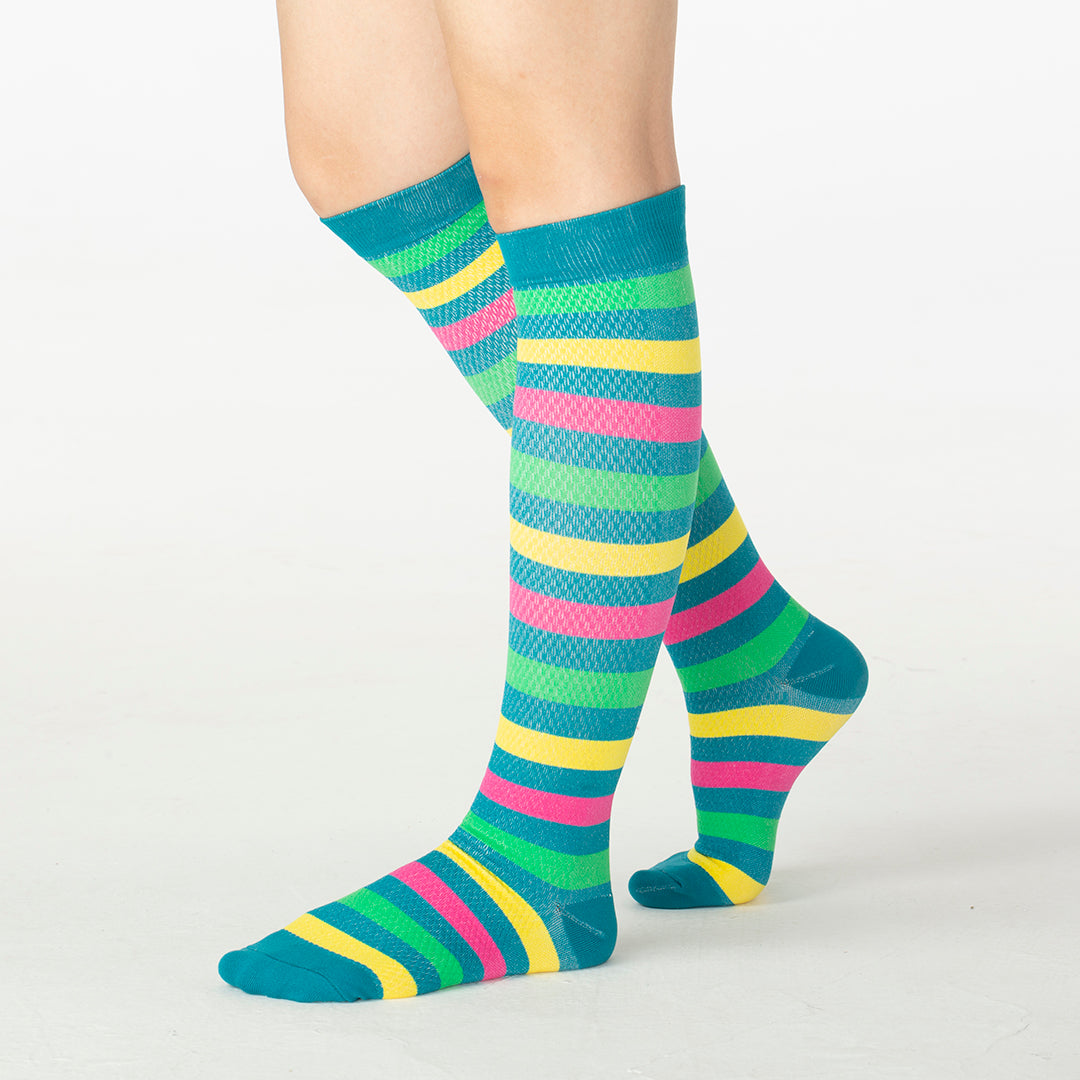 Striped Knee-High Compression Socks